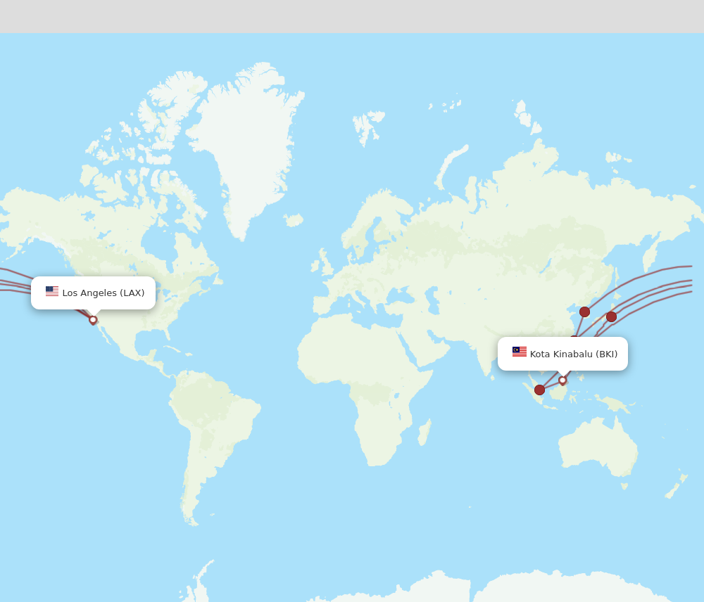 Flights from Los Angeles to Kota Kinabalu LAX to BKI Flight Routes