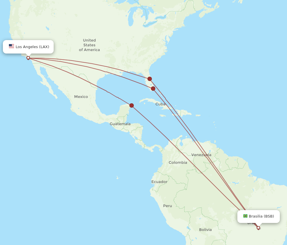 Flights from Los Angeles to Brasilia LAX to BSB Flight Routes