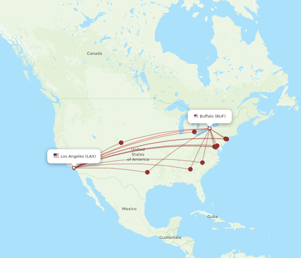 Flights from Los Angeles to Buffalo LAX to BUF Flight Routes