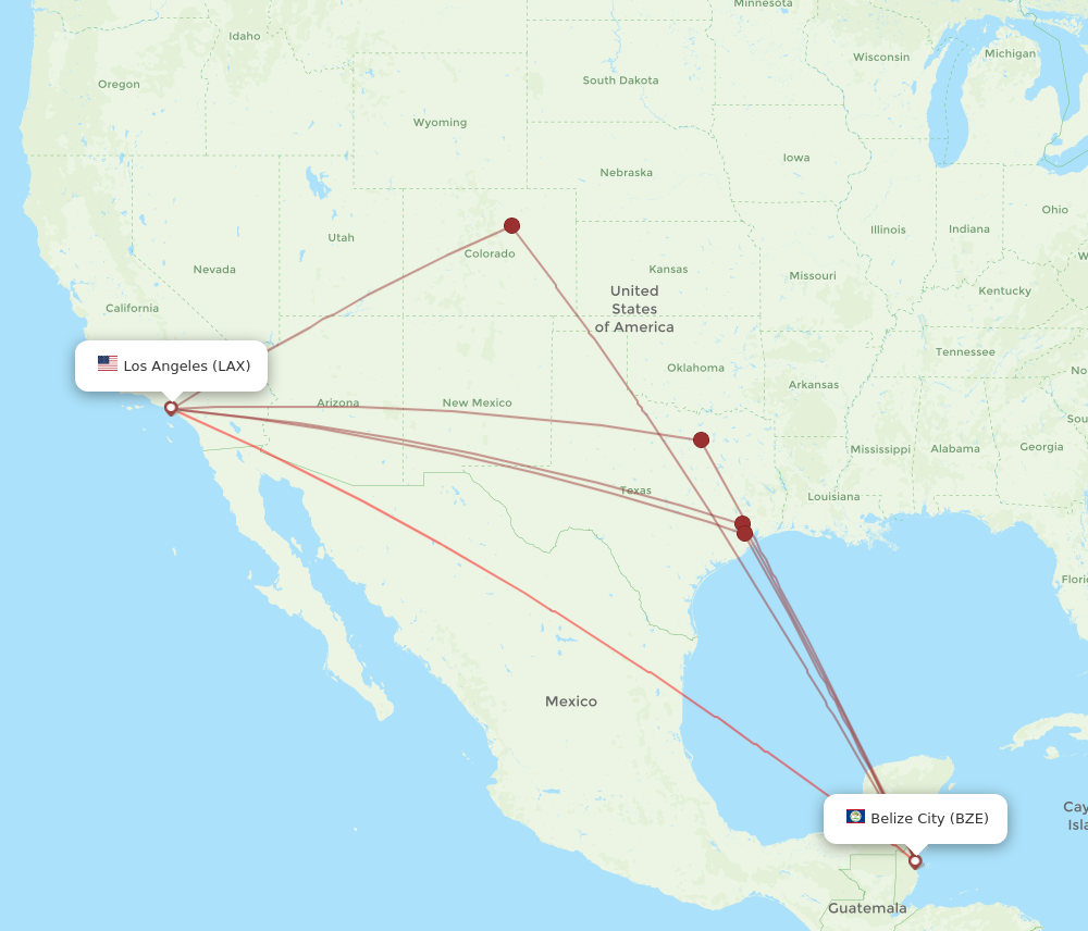 Flights from Los Angeles to Belize City LAX to BZE Flight Routes