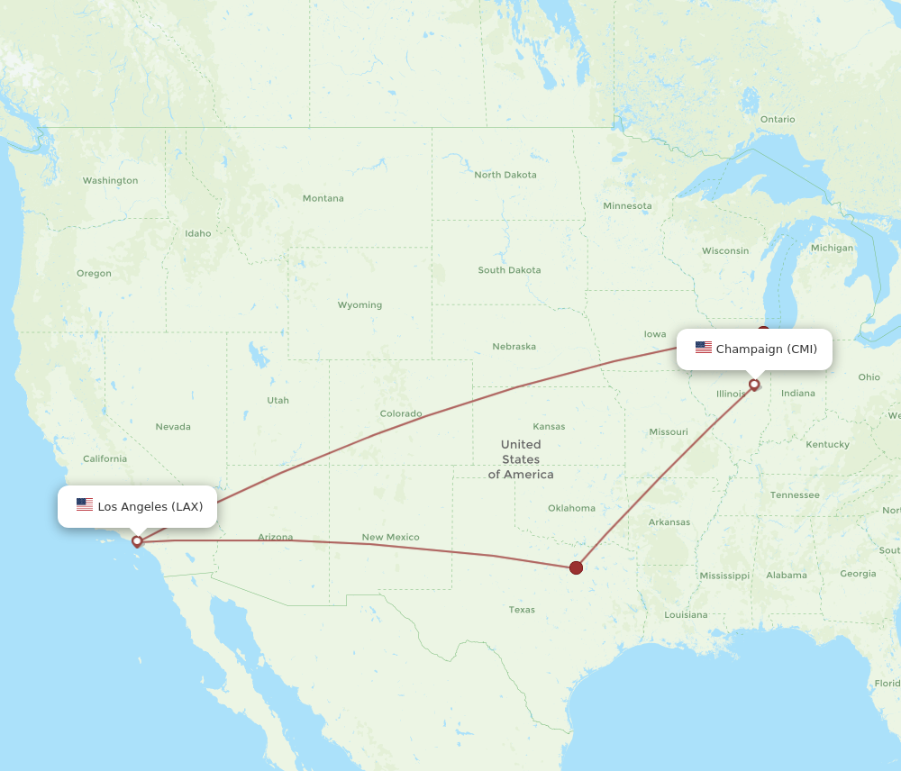 Flights from Los Angeles to Champaign LAX to CMI Flight Routes