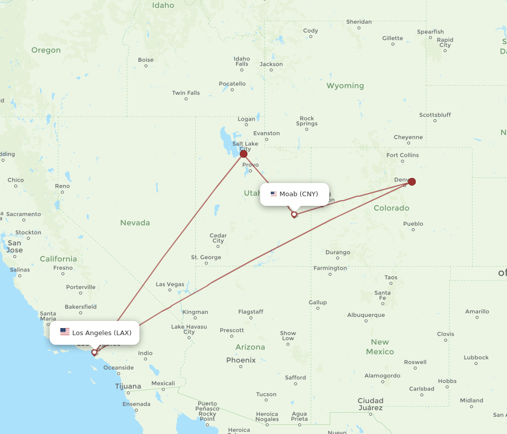 Flights from Los Angeles to Moab LAX to CNY Flight Routes