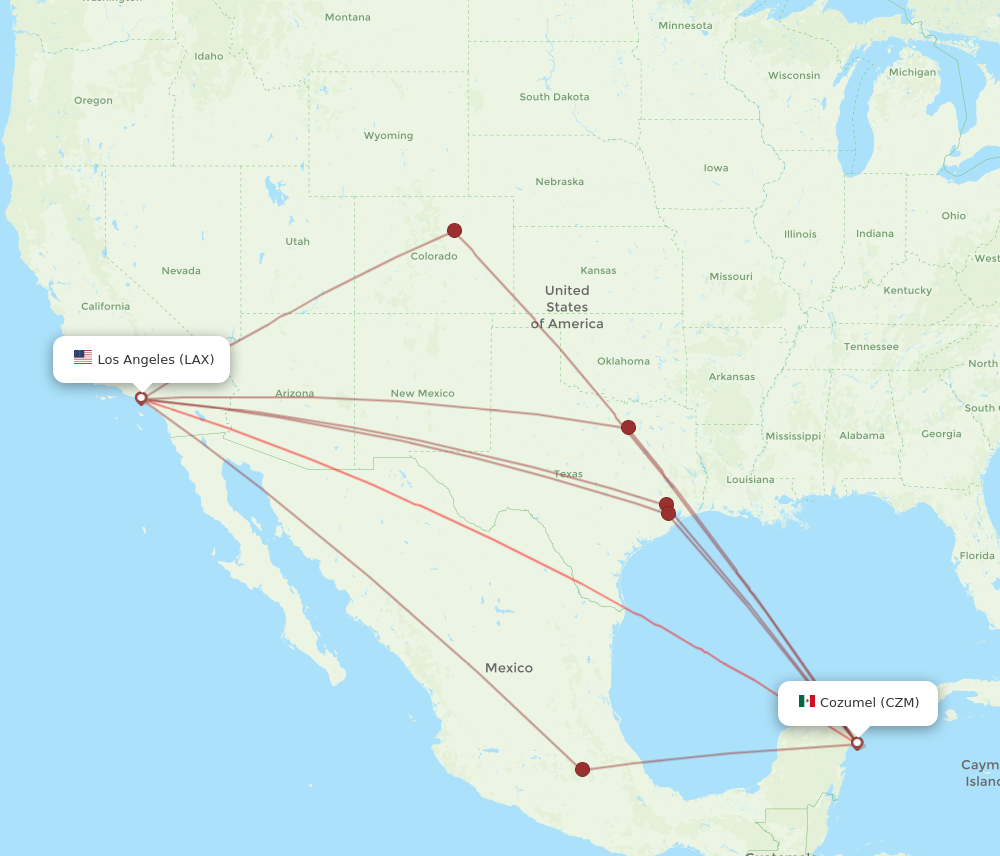 Flights from Los Angeles to Cozumel LAX to CZM Flight Routes