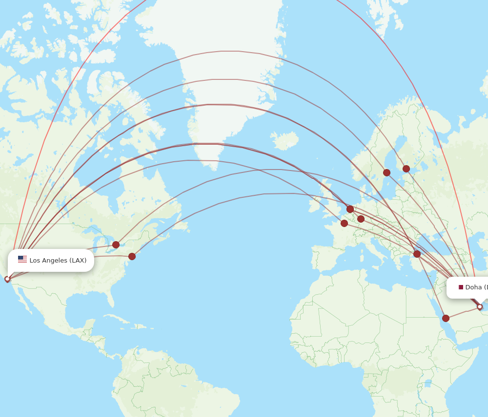 Flights from Los Angeles to Doha LAX to DOH Flight Routes