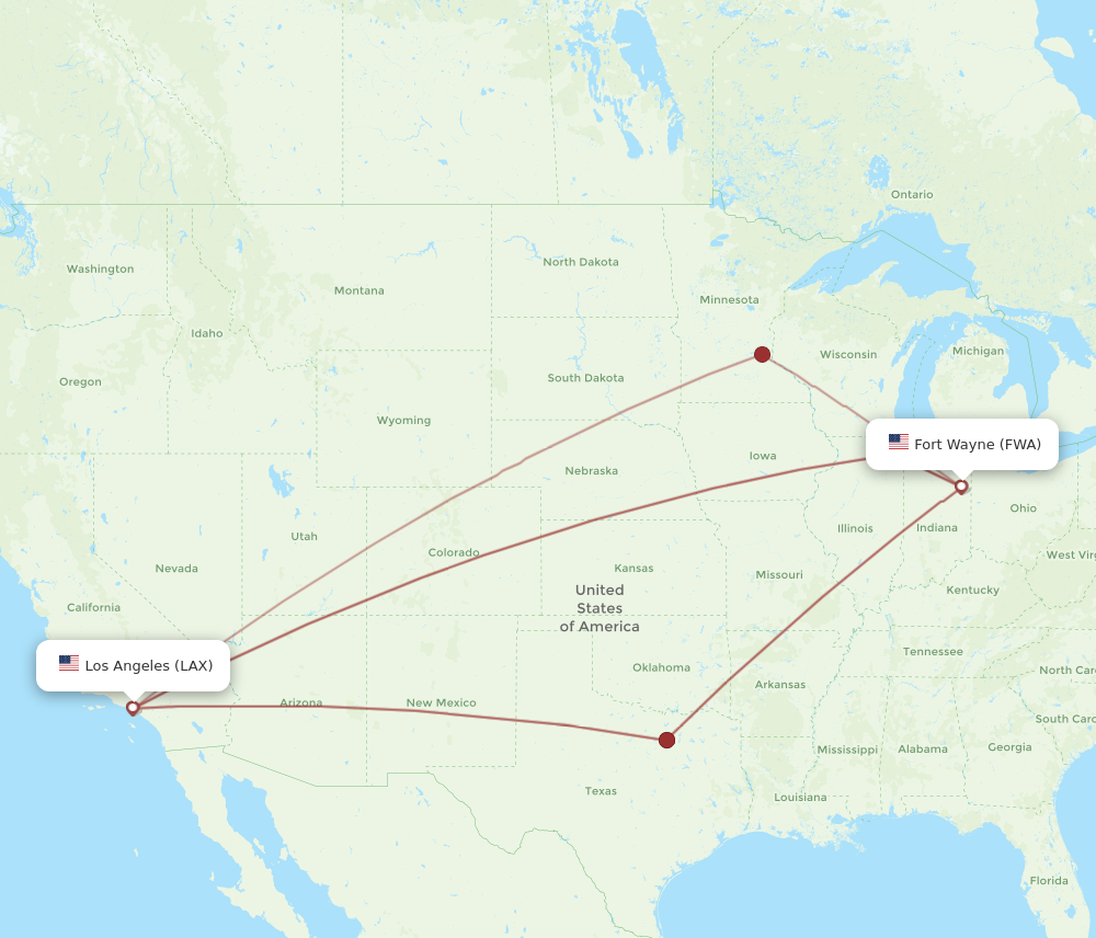 Flights from Los Angeles to Fort Wayne LAX to FWA Flight Routes