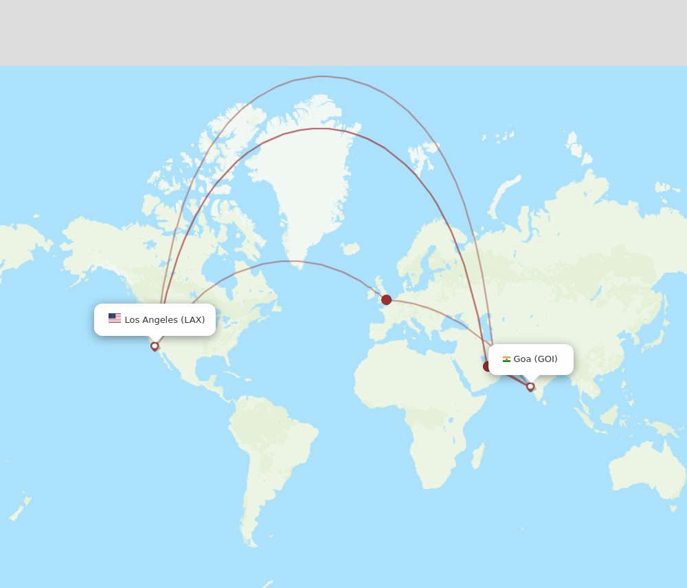 All Flight Routes From Los Angeles To Goa LAX To GOI Flight Routes   LAX GOI 