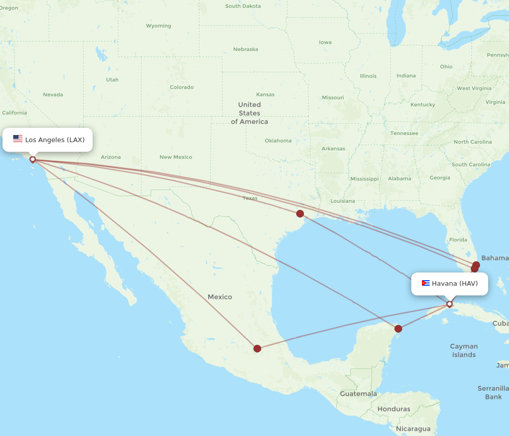 Flights from Los Angeles to Havana LAX to HAV Flight Routes