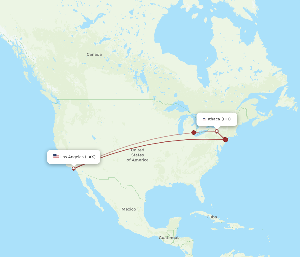 Flights from Los Angeles to Ithaca LAX to ITH Flight Routes