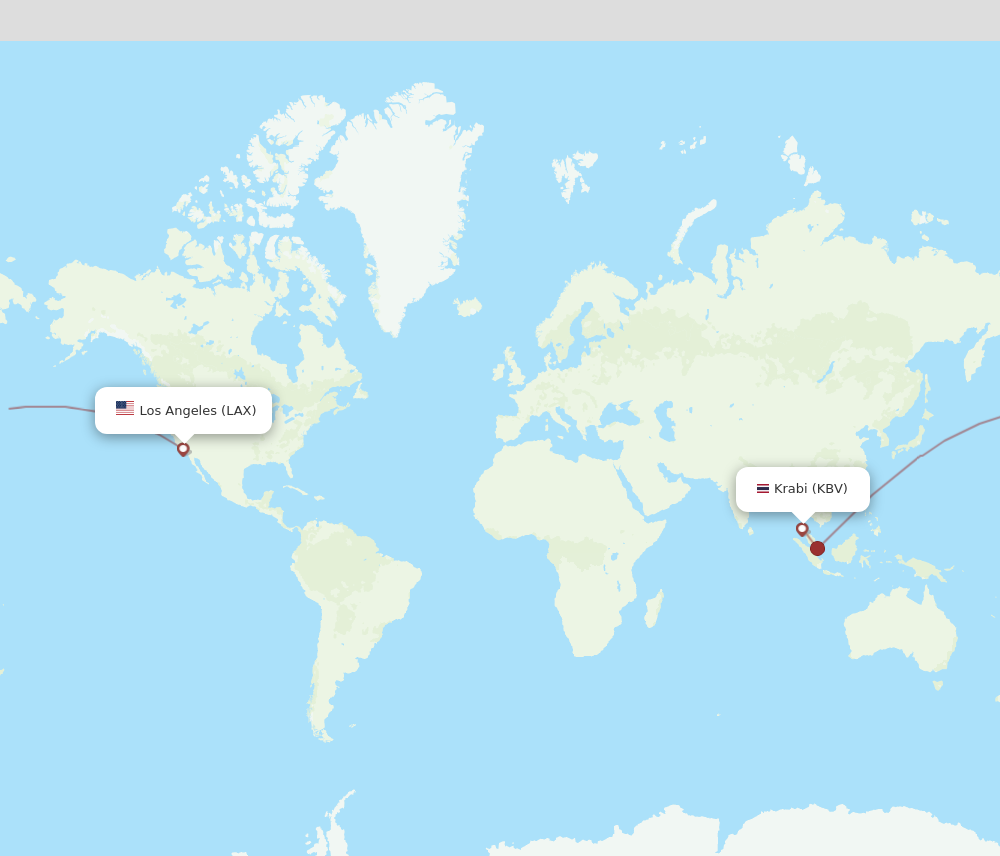 Flights from Los Angeles to Krabi LAX to KBV Flight Routes