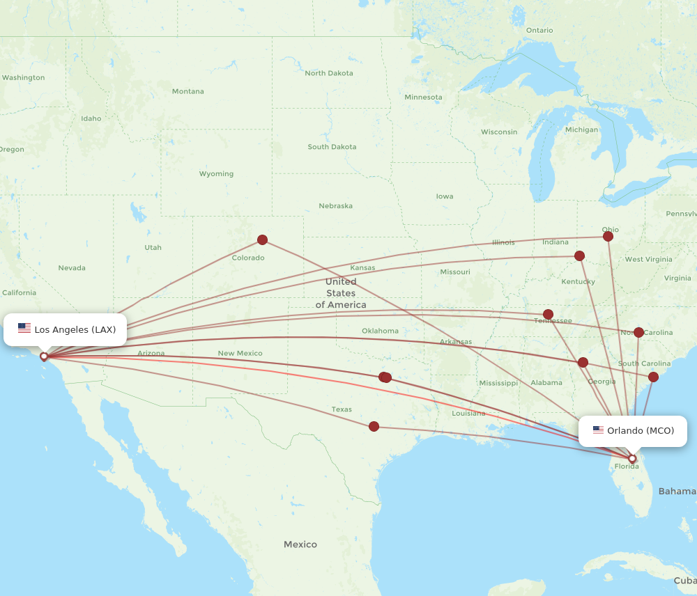 Flights from Los Angeles to Orlando LAX to MCO Flight Routes