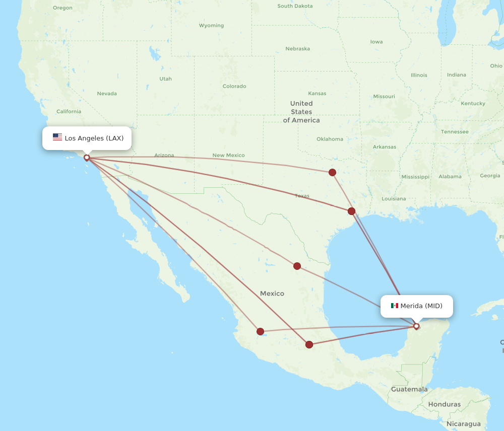 Flights from Los Angeles to Merida LAX to MID Flight Routes