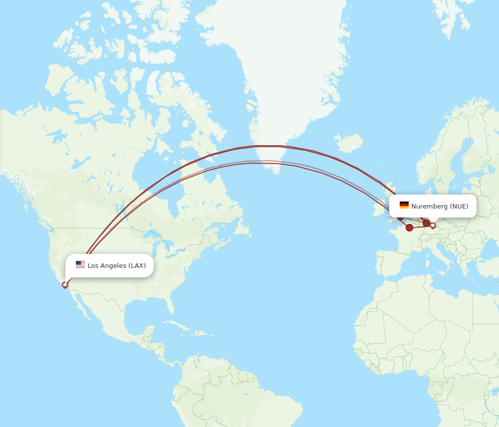 Flights from Los Angeles to Nuremberg LAX to NUE Flight Routes