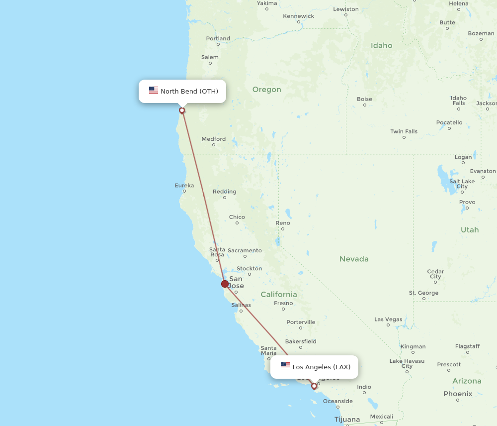 Flights from Los Angeles to North Bend LAX to OTH Flight Routes