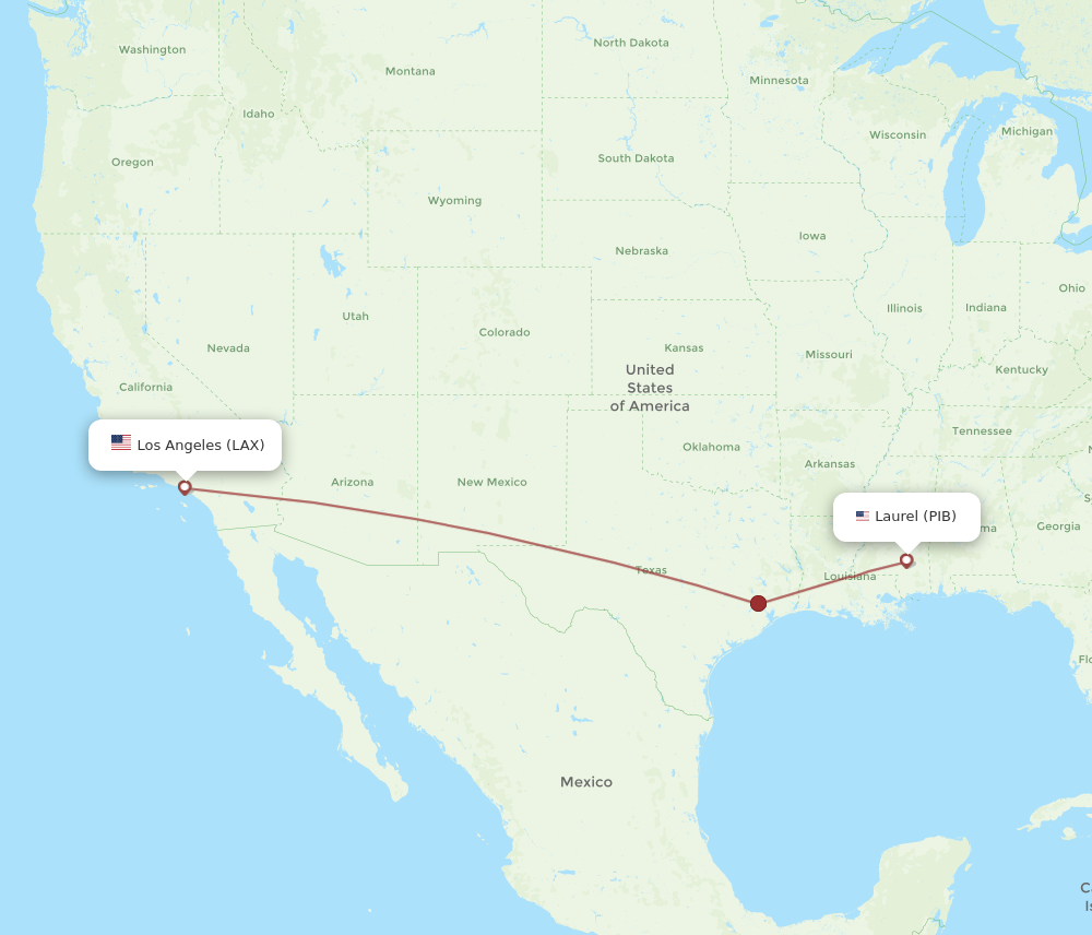 Flights from Los Angeles to Laurel LAX to PIB Flight Routes