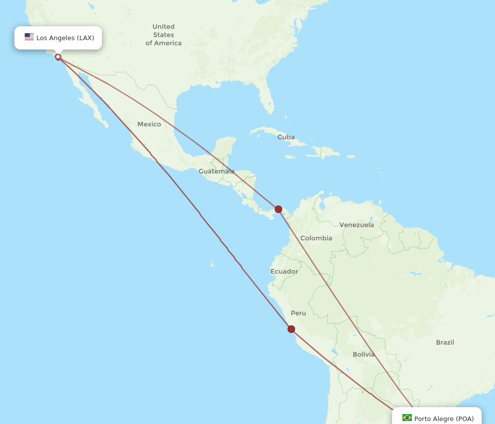 Flights from Los Angeles to Porto Alegre LAX to POA Flight Routes