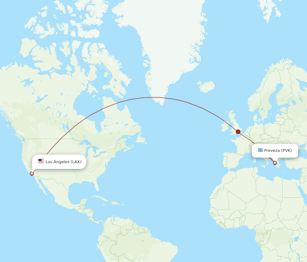 Flights from Los Angeles to Preveza LAX to PVK Flight Routes