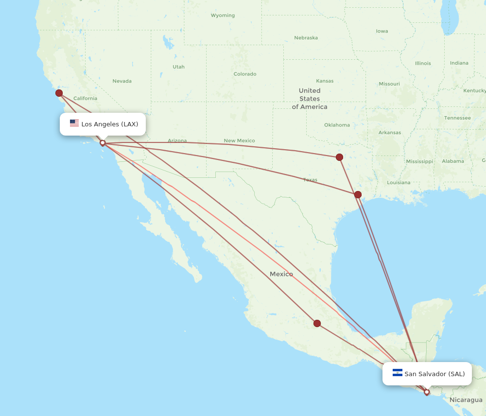 Flights from Los Angeles to San Salvador LAX to SAL Flight Routes