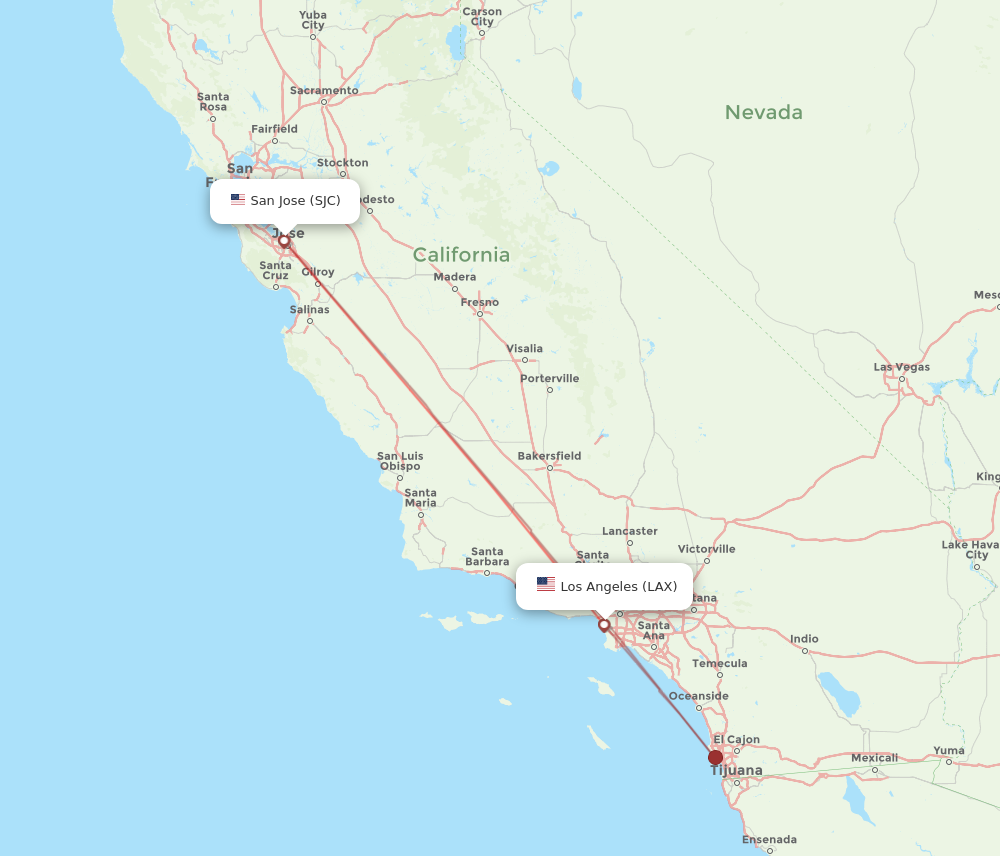 Flights from Los Angeles to San Jose LAX to SJC Flight Routes