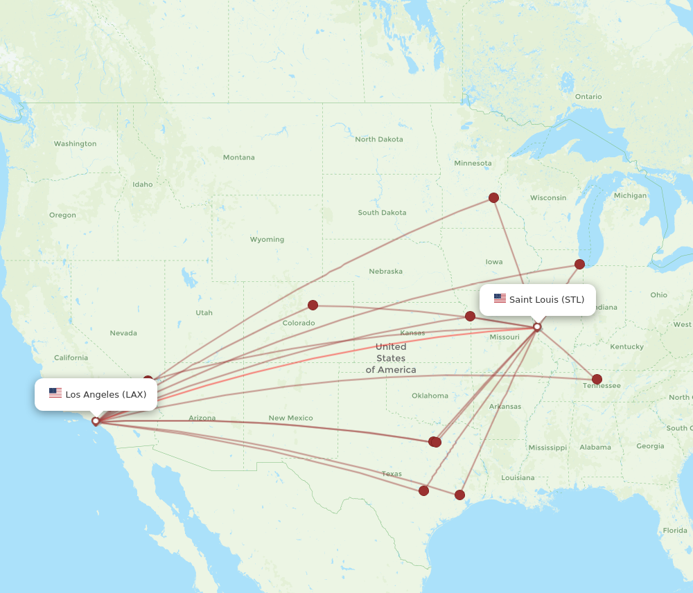 Flights from Los Angeles to Saint Louis LAX to STL Flight Routes