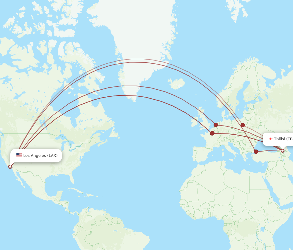 Flights from Los Angeles to Tbilisi LAX to TBS Flight Routes