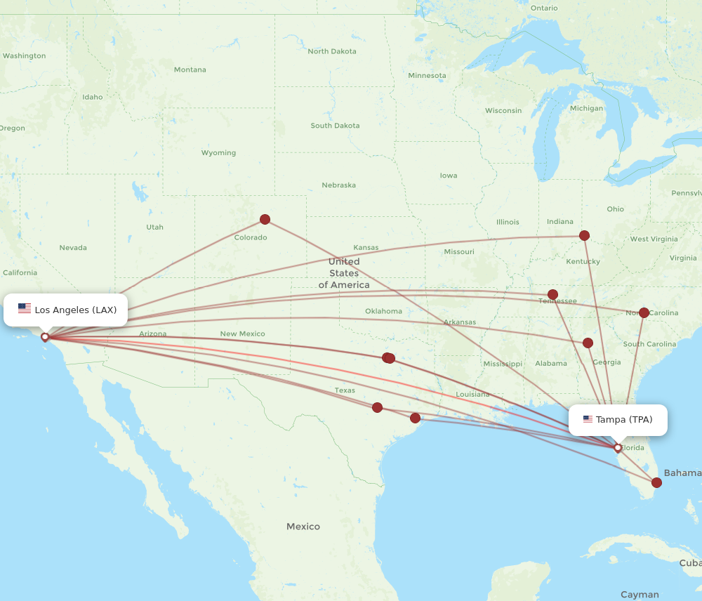 Flights from Los Angeles to Tampa LAX to TPA Flight Routes