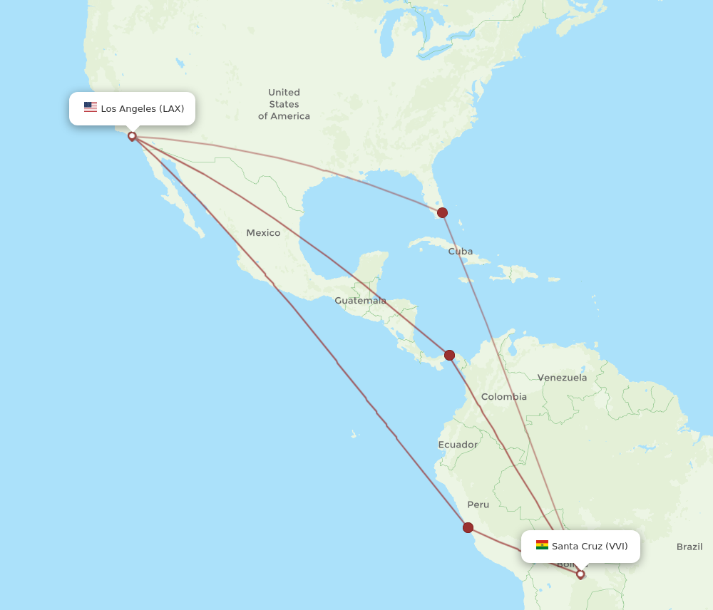 Flights from Los Angeles to Santa Cruz LAX to VVI Flight Routes