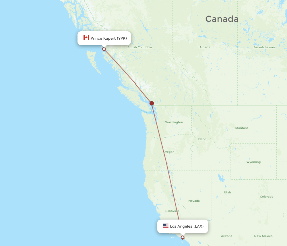 Flights from Los Angeles to Prince Rupert LAX to YPR Flight Routes