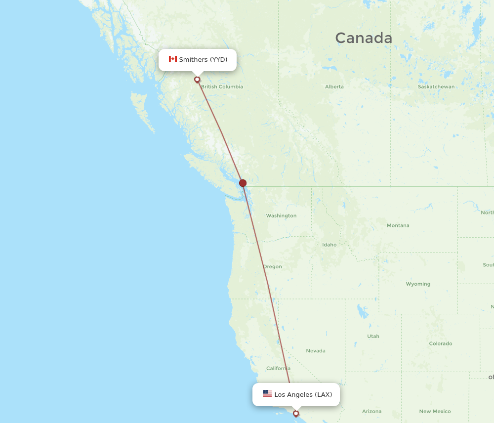 Flights from Los Angeles to Smithers LAX to YYD Flight Routes