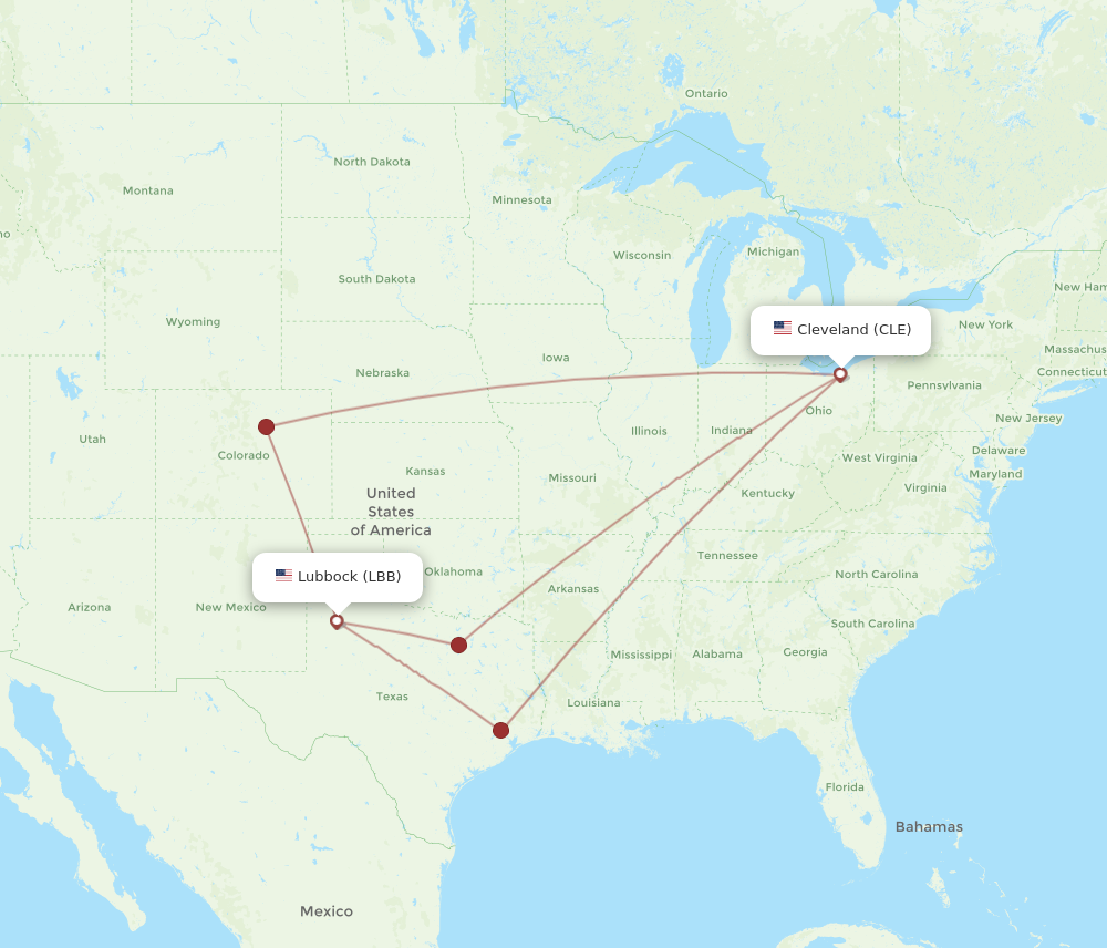 Flights from Lubbock to Cleveland LBB to CLE Flight Routes