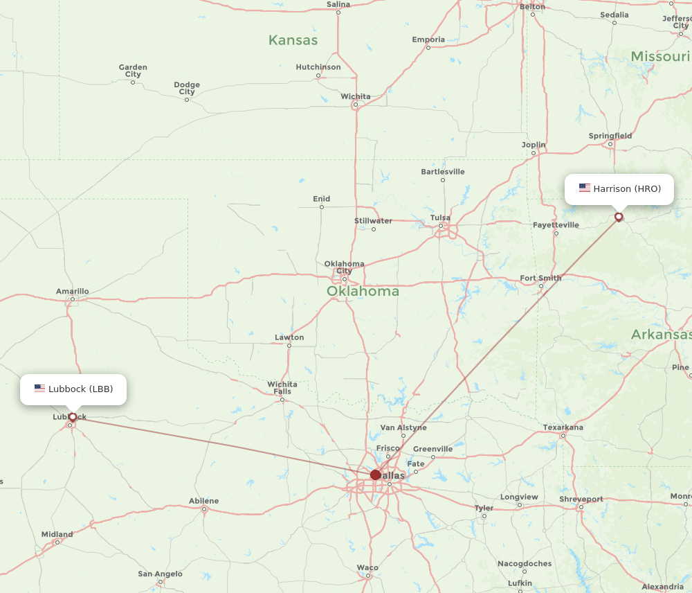 Flights from Lubbock to Harrison LBB to HRO Flight Routes