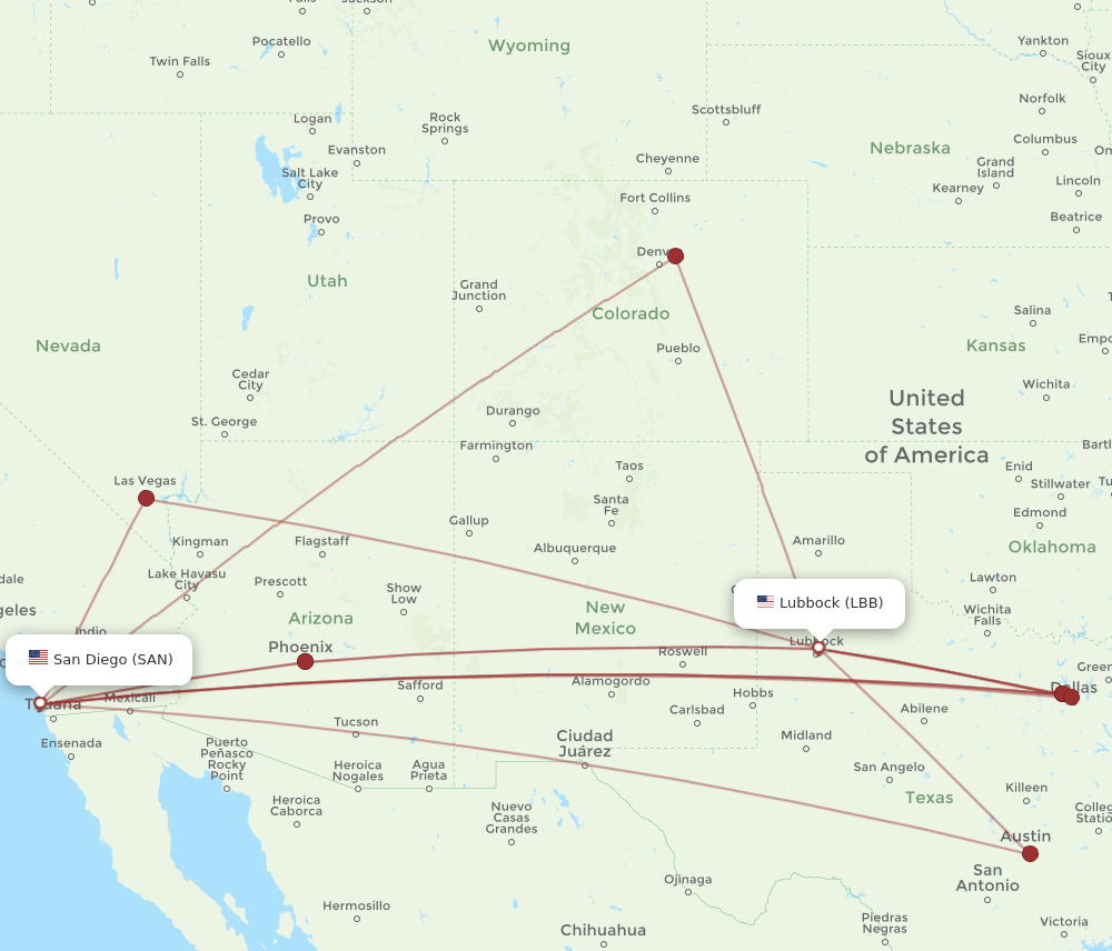 Flights from Lubbock to San Diego LBB to SAN Flight Routes