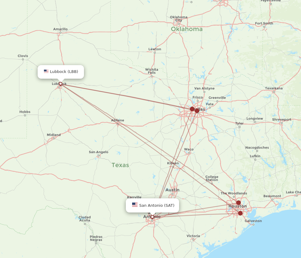 Flights from Lubbock to San Antonio LBB to SAT Flight Routes