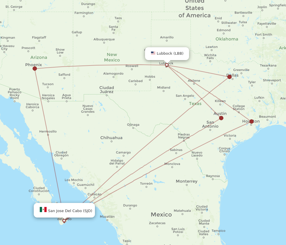 Flights from Lubbock to San Jose Cabo LBB to SJD Flight Routes