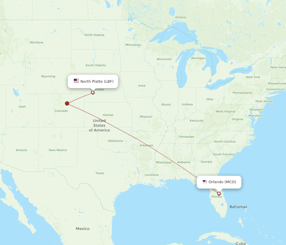 Flights from North Platte to Orlando LBF to MCO Flight Routes