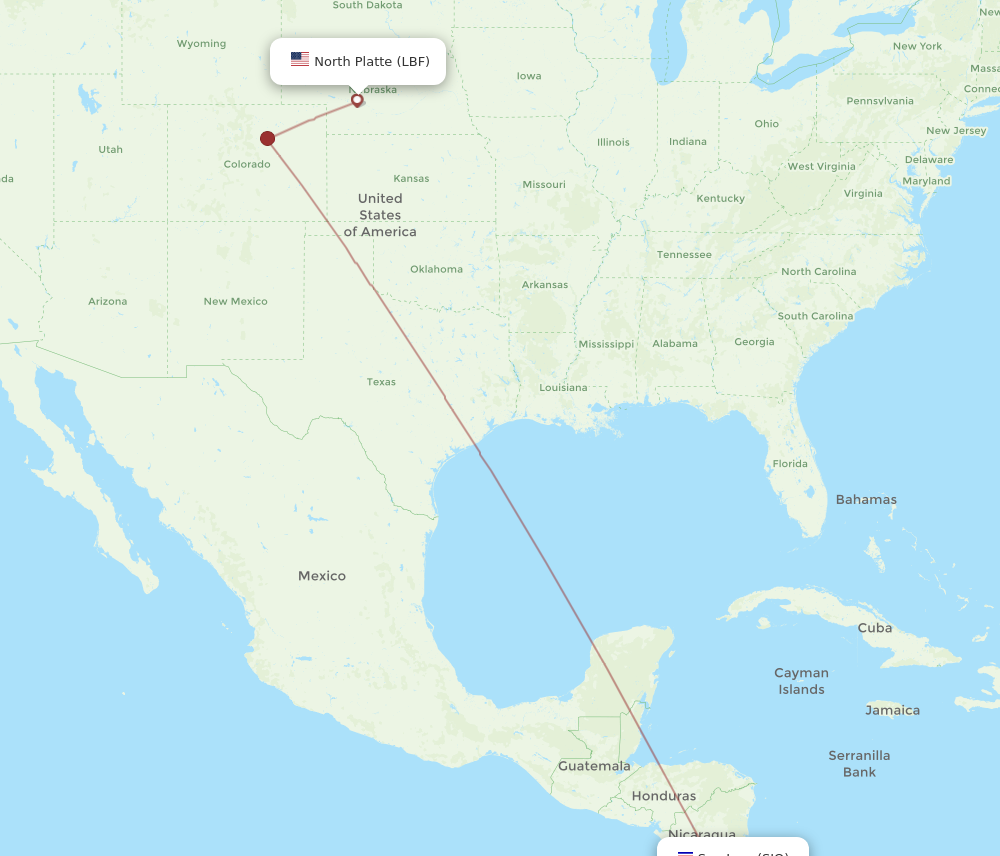 Flights from North Platte to San Jose LBF to SJO Flight Routes