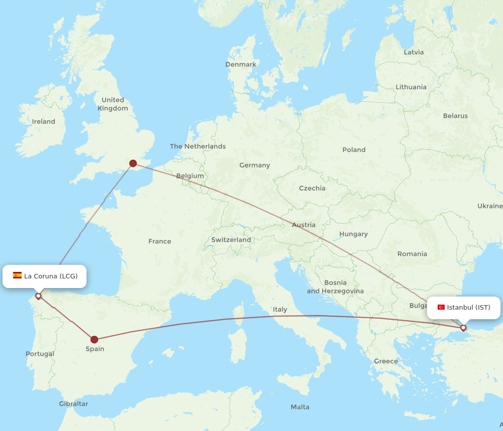 Flights From La Coruna To Istanbul Lcg To Ist Flight Routes