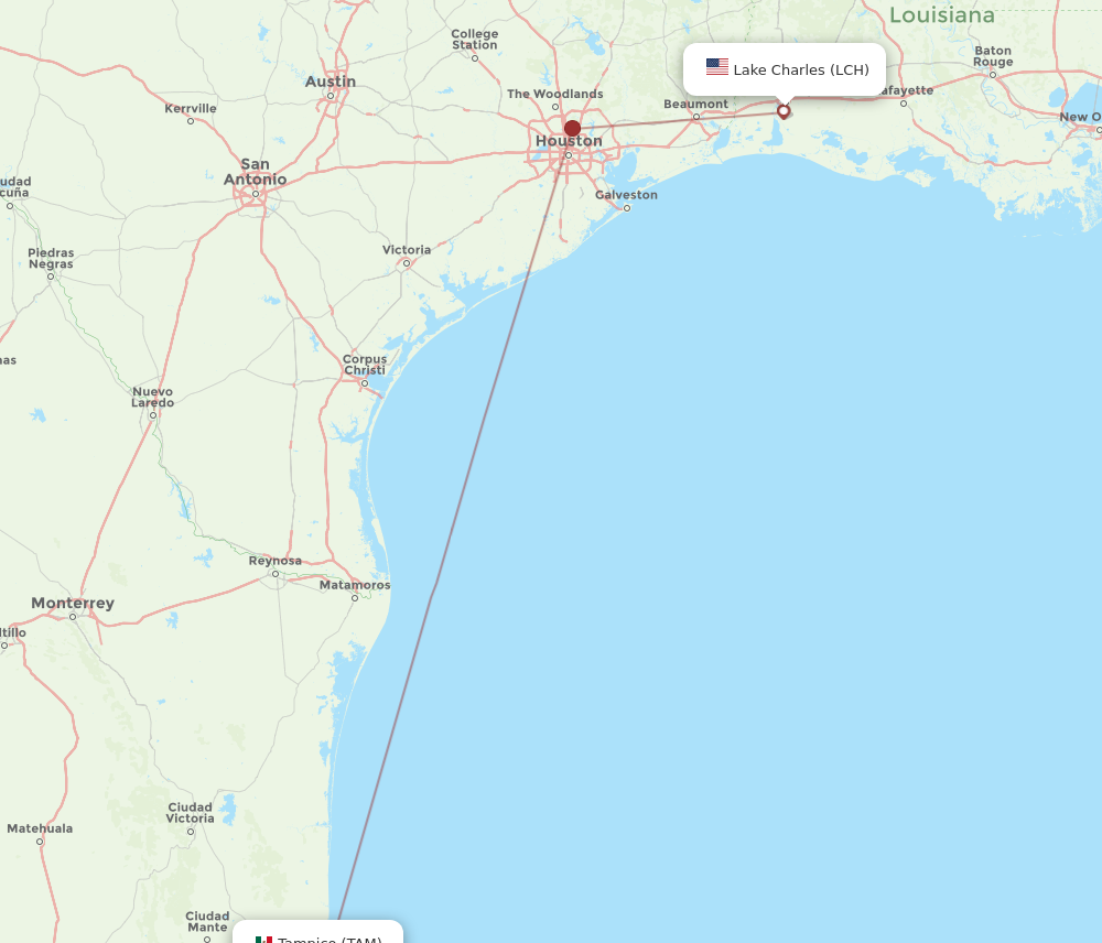 Flights from Lake Charles to Tampico LCH to TAM Flight Routes