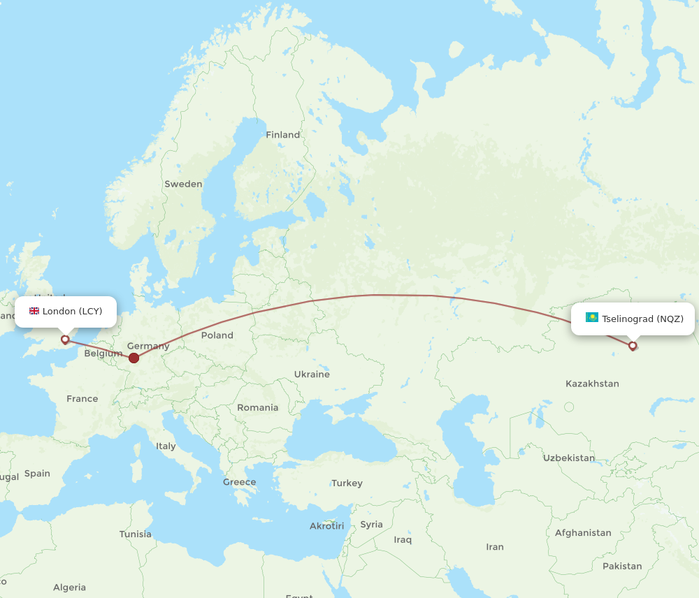 Flights from London to Astana LCY to NQZ Flight Routes