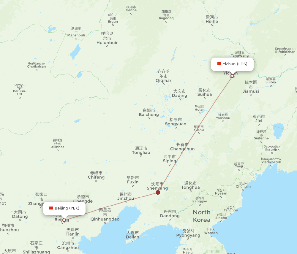 Flights from Yichun to Beijing, LDS to PEK - Flight Routes