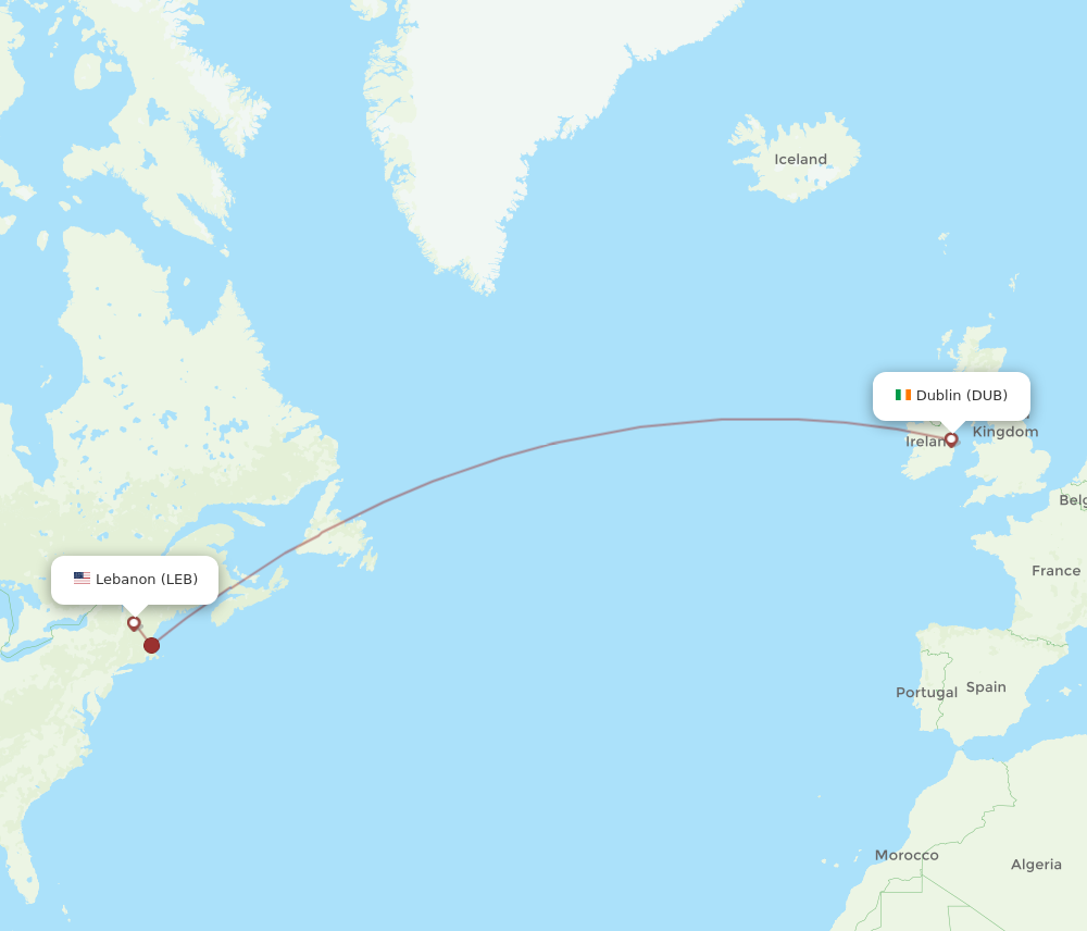 Flights from Lebanon to Dublin LEB to DUB Flight Routes