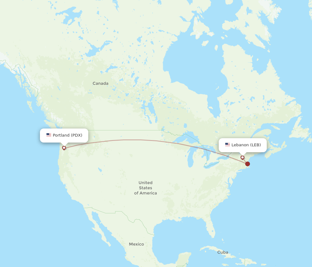 Flights from Lebanon to Portland LEB to PDX Flight Routes