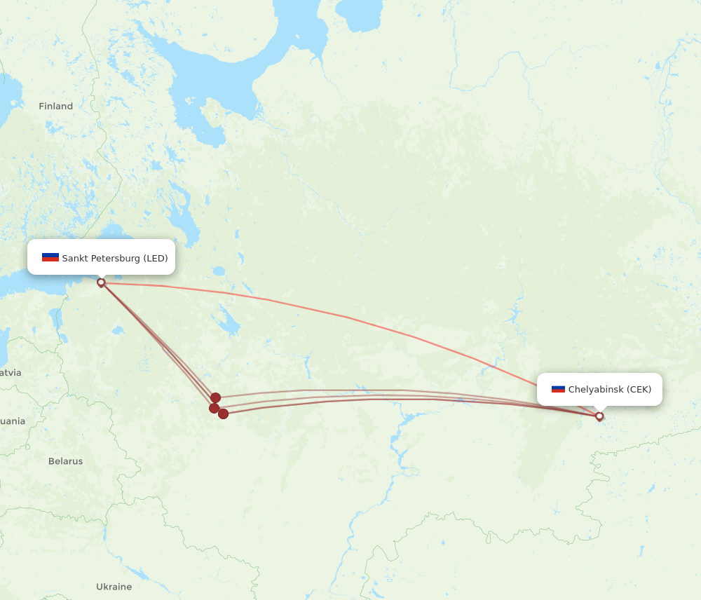 Flights From Saint Petersburg To Chelyabinsk, LED To CEK - Flight Routes