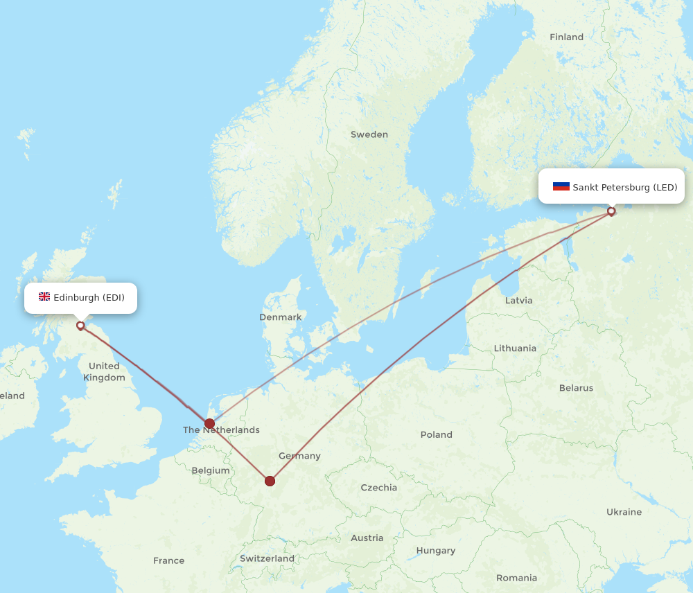 All Flight Routes From Saint Petersburg To Edinburgh LED To EDI   LED EDI 