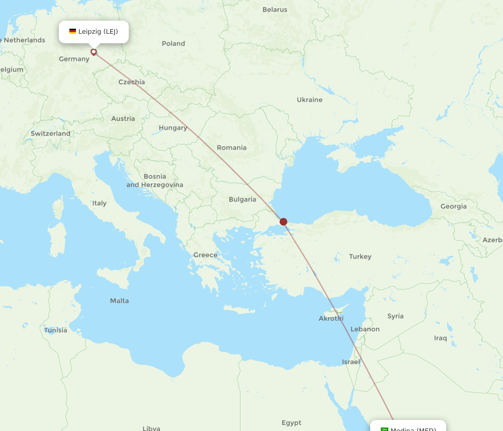 LEJ to MED flights and routes map