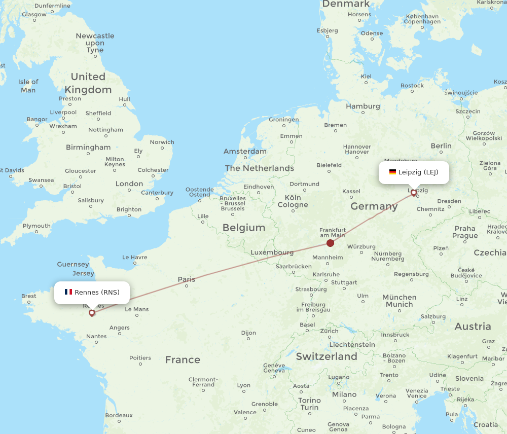 Flights from Leipzig Halle to Rennes LEJ to RNS Flight Routes