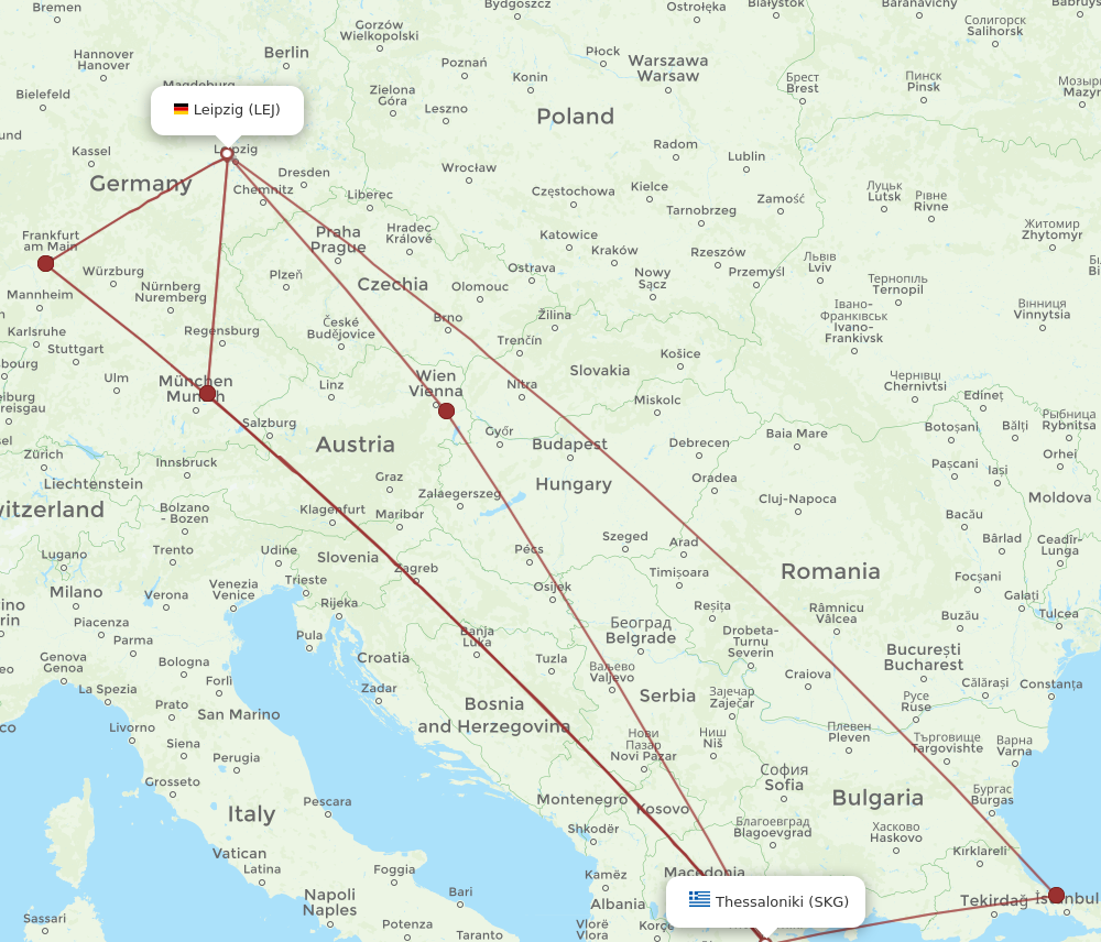 Flights from Leipzig Halle to Thessaloniki LEJ to SKG Flight Routes