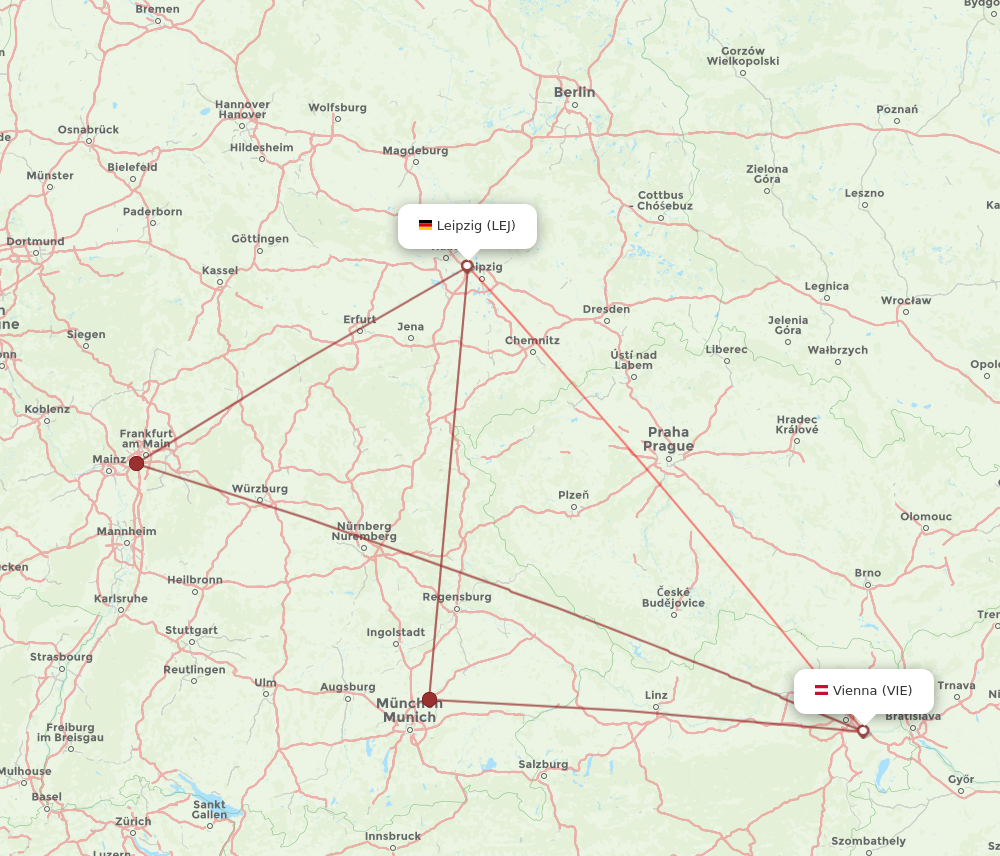 Flights from Leipzig Halle to Vienna LEJ to VIE Flight Routes