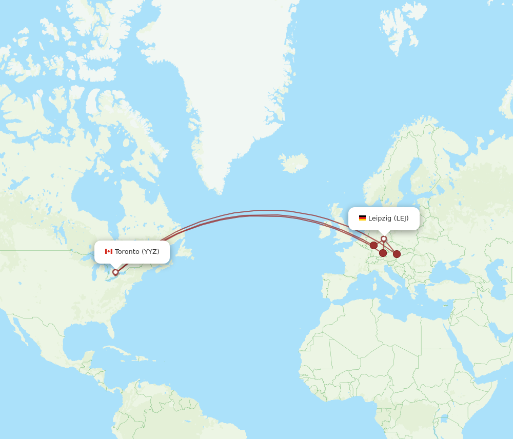 Flights from Leipzig Halle to Toronto LEJ to YYZ Flight Routes