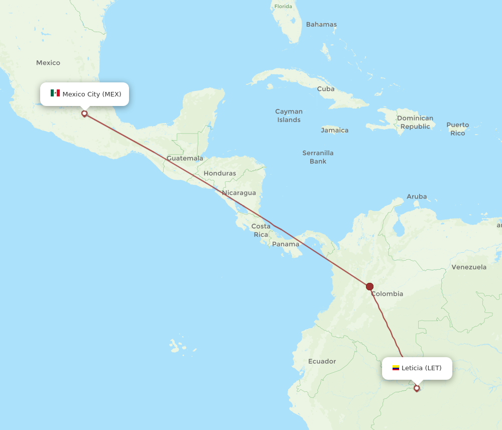 Flights from Leticia to Mexico City LET to MEX Flight Routes