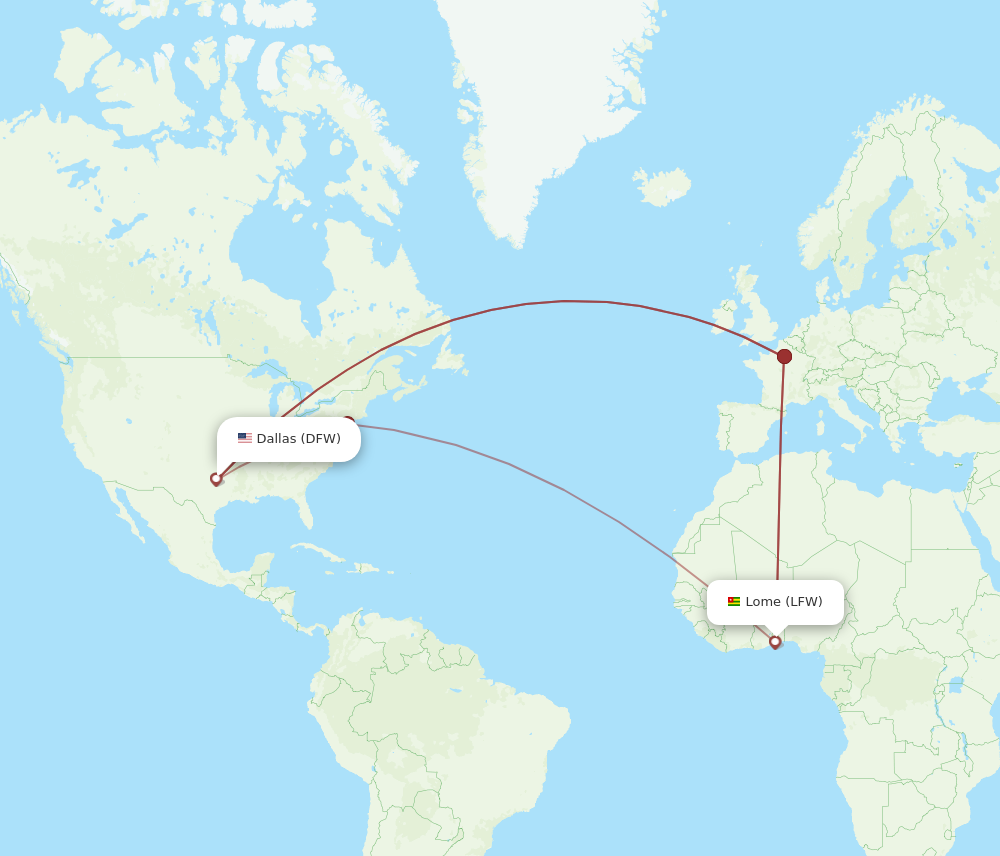 Flights from Lome to Dallas LFW to DFW Flight Routes